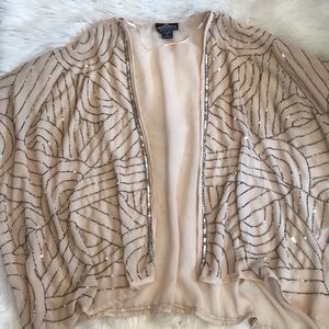 COPY - The Buckle•NWOT•boho style•blush sheer sequin open “kimono wrap” or cove…